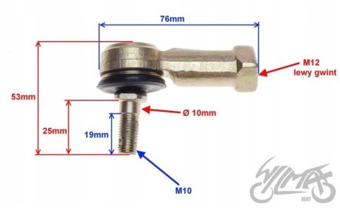 KOŃCÓWKA DRĄŻKA KIEROWNICZEGO ATV LEWA BASHAN ZIPP Martinelli