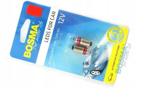 ŻARÓWKA BOSMA 12V 1*LED STANDARD BA9S RED WIDE VIE Martinelli