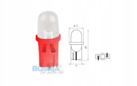 ŻARÓWKA BOSMA 12V 1*LED STANDARD T10 RED BLISTER Martinelli