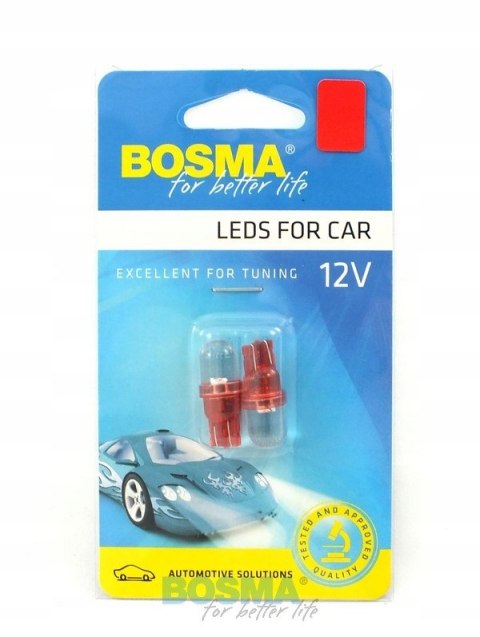 ŻARÓWKA BOSMA 12V 1*LED STANDARD T10 RED BLISTER Martinelli
