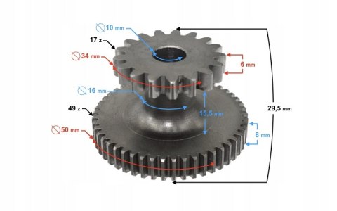 ZĘBATKA POŚREDNIA ROZRUSZNIKA SKUTER FALCON 125 Martinelli