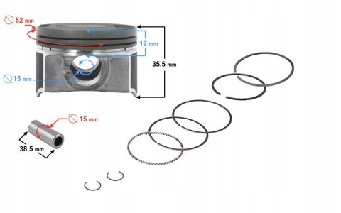 TŁOK 125CC DO SKUTERA B-MAX (ŚREDNICA SWORZNIA: 15 Martinelli