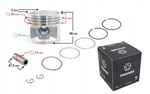 TŁOK MORETTI 125CC MOTOCYKL 4T, ŚR:56,4 SW:15 C:23 Martinelli