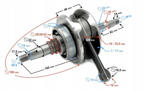 WAŁ KORBOWY DO MOTOCYKLA BLADE 125 Martinelli