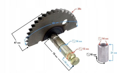 WAŁEK ROZRUSZNIKA NOŻNEGO (PÓŁKSIĘŻYC) DO SKUTERA Martinelli