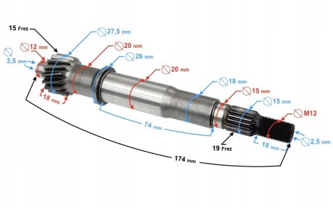 WAŁEK SPRZĘGŁA SKUTER QUANTUM 125 Martinelli