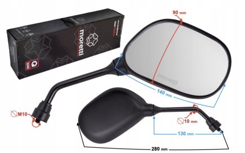 LUSTERKA R+R (ŚREDNICA GWINTU 10MM) DO MOTOROWERU Martinelli