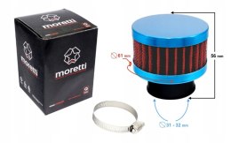 FILTR POWIETRZA STOŻKOWY NIEBIESKI, ŚREDNICA 31 MM Martinelli