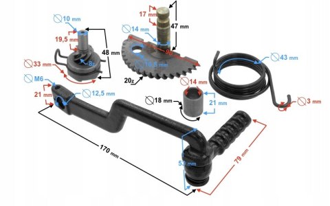 KOPKA PÓŁKSIĘŻYC WYRZUTKA SPRĘŻYNA ZESTAW SKUTER 4T JAKOŚĆ