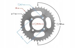 ZĘBATKA TYLNA 38/428 OGAR ROMET MOTOROWER CUB VIA Martinelli
