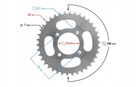 ZĘBATKA TYLNA 38/428 OGAR ROMET MOTOROWER CUB VIA Martinelli